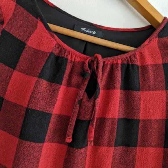 Madewell Black and Red Buffalo Plaid Dress Size XXS - Picture 10 of 11